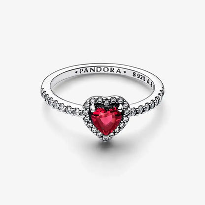 Heart Ring in Red Relief